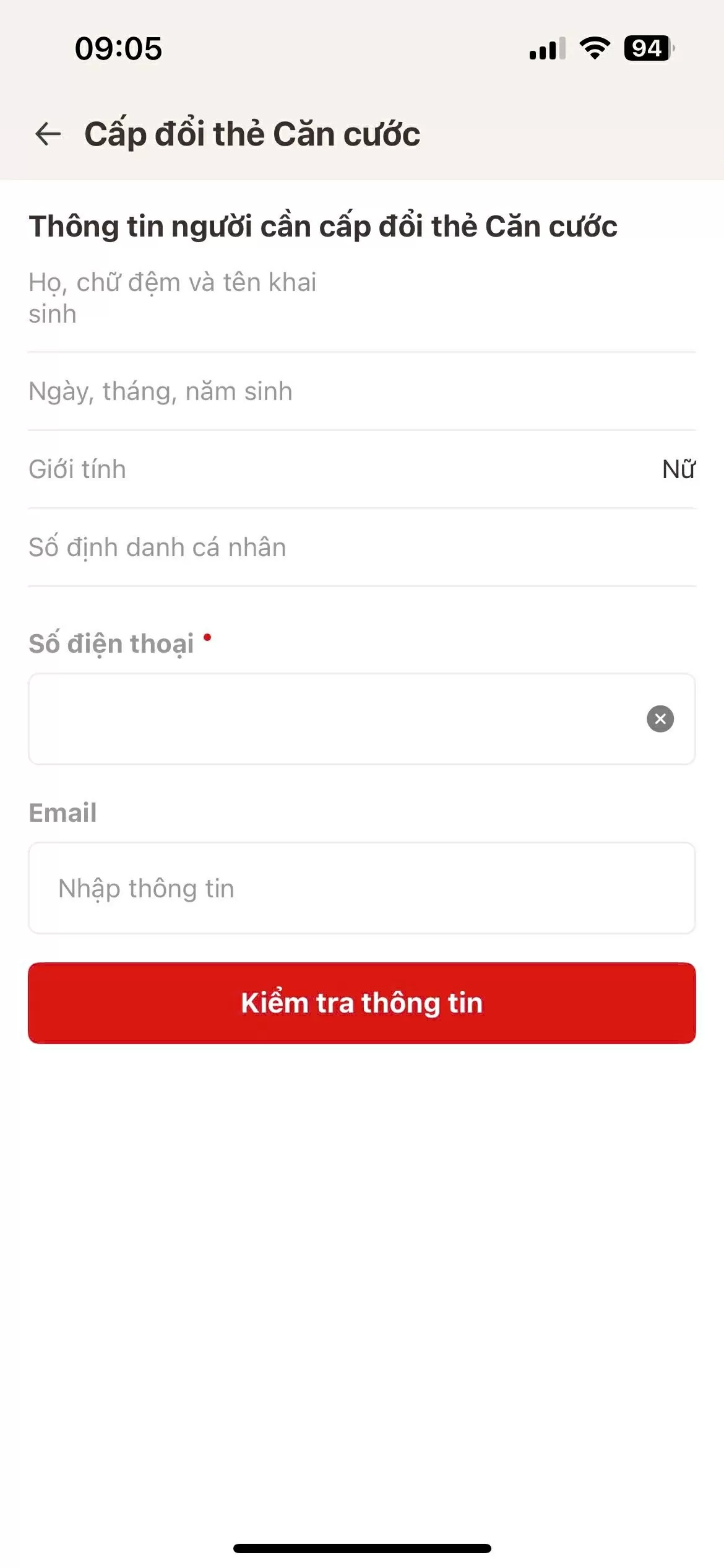 Hướng dẫn đổi thẻ căn cước trên ứng dụng VNeID theo địa chỉ mới