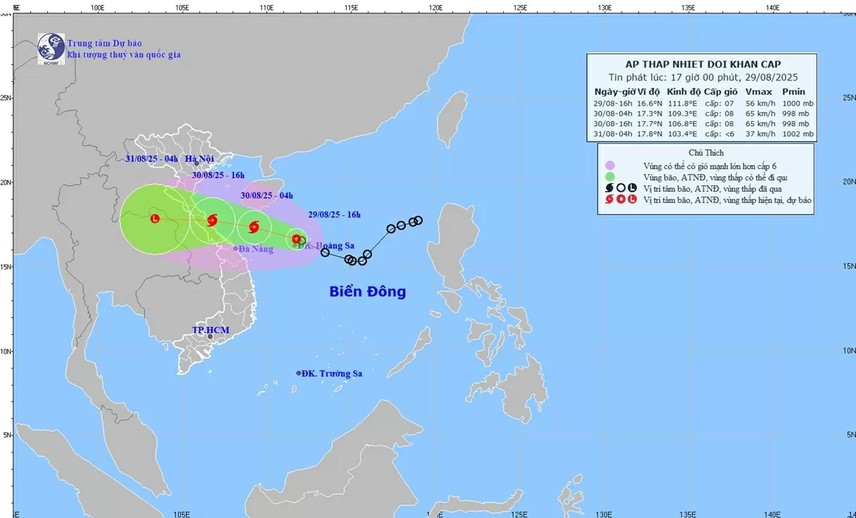 Áp thấp nhiệt đới sắp mạnh lên thành bão, di chuyển trên vùng biển Quảng Trị đến TP. Đà Nẵng, gió giật cấp 10 Áp thấp nhiệt đới sắp mạnh lên thành bão, di chuyển trên vùng biển Quảng Trị đến TP. Đà Nẵng, gió giật cấp 10