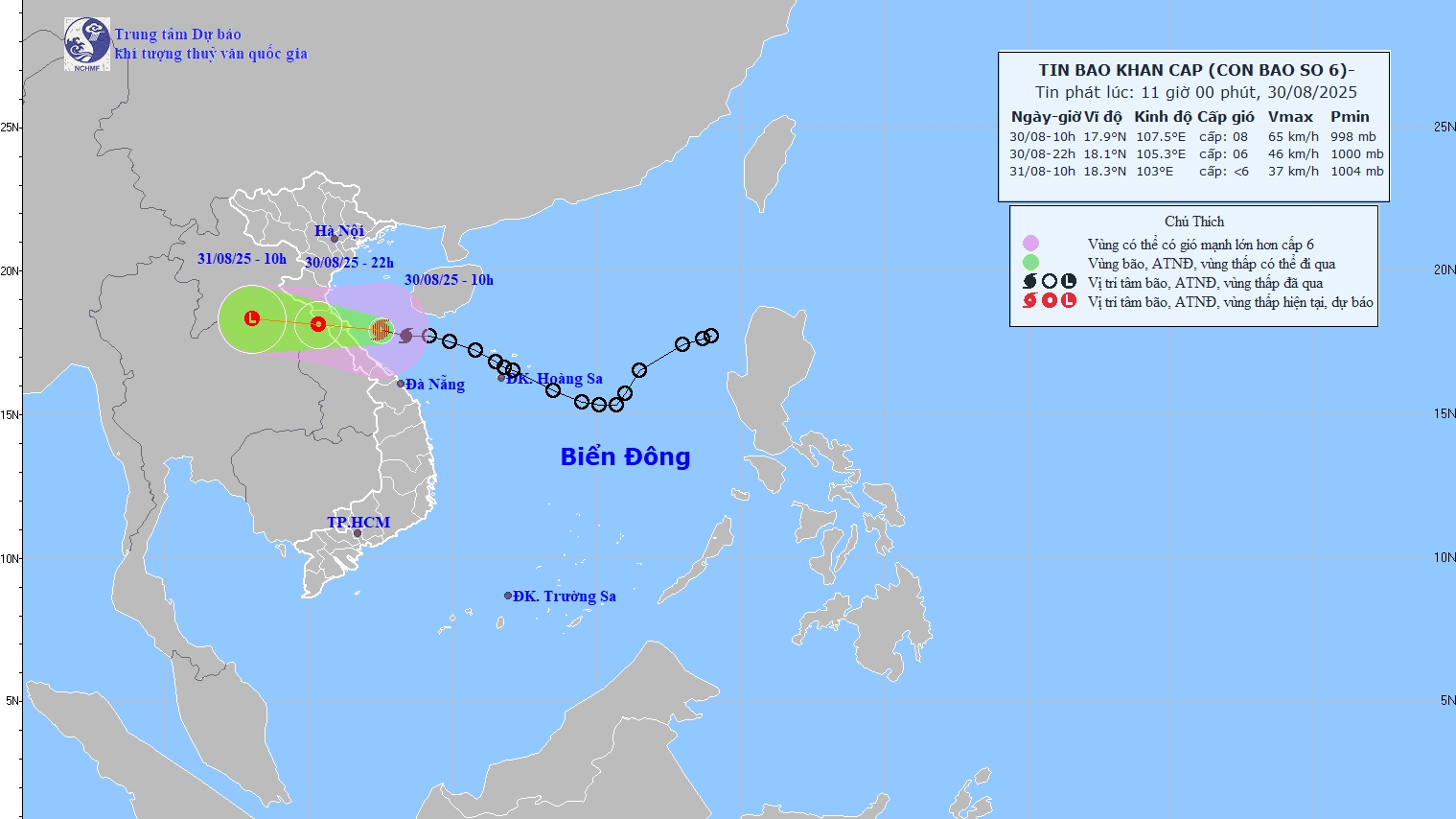 Dự báo thời tiết 10 ngày tới (30/8-8/9): Thời tiết Hà Nội dịp Quốc khánh 2/9 và Tin bão khẩn cấp (cơn bão số 6)