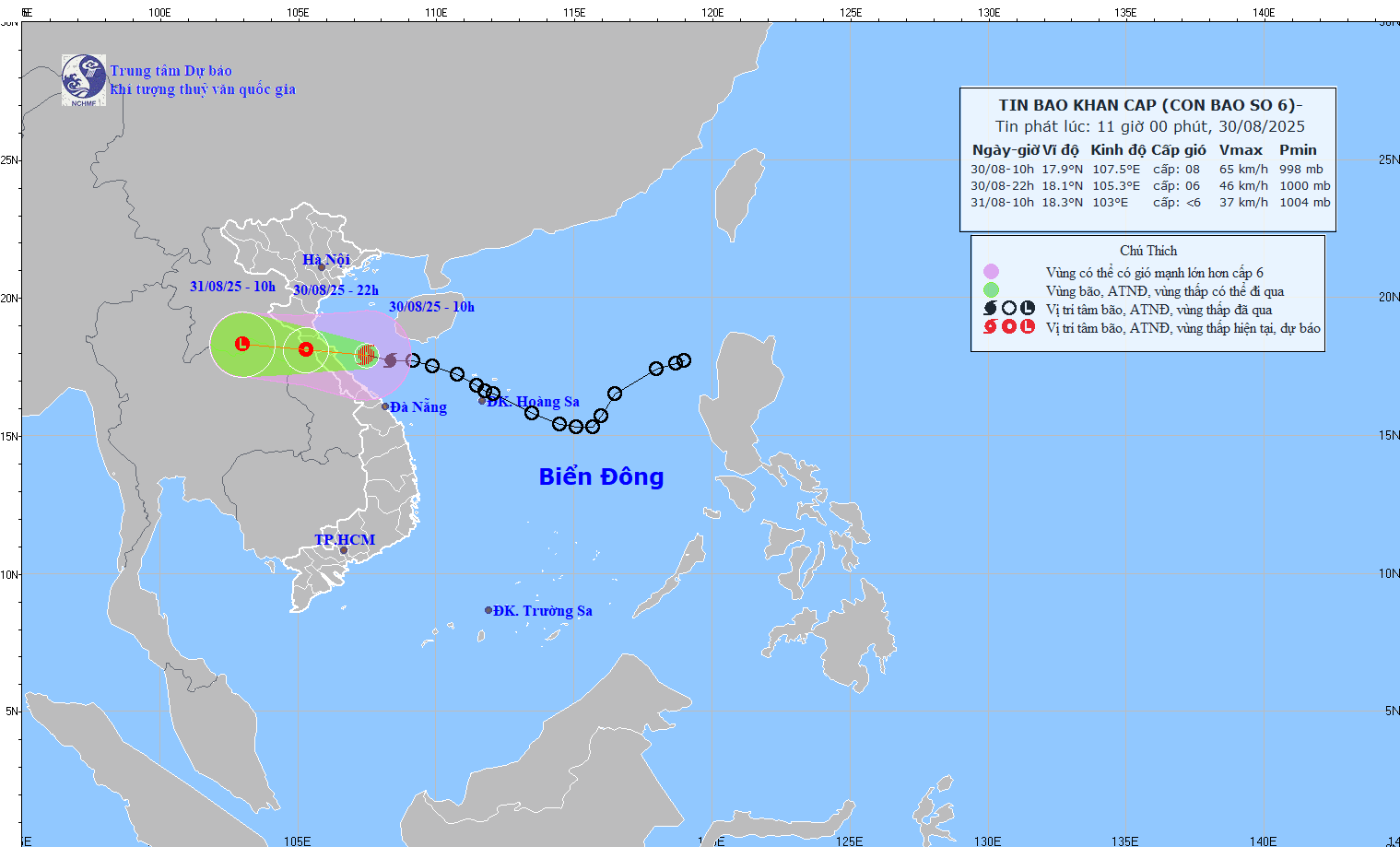 Dự báo thời tiết 10 ngày tới (30/8-18/8): Thời tiết Hà Nội ngày Quốc khánh 2/9, dự báo mưa lớn cục bộ, Tin bão khẩn cấp (bão số 6)