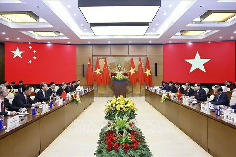 Chủ tịch Quốc hội Trần Thanh Mẫn hội đàm với Ủy viên trưởng Nhân đại toàn quốc Trung Quốc Triệu Lạc Tế