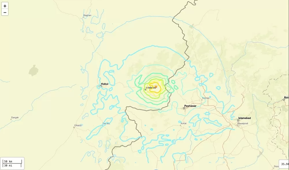 NÓNG! Hơn 250 người tử vong trong động đất mạnh ở miền Đông Afghanistan. (Nguồn: USGS)