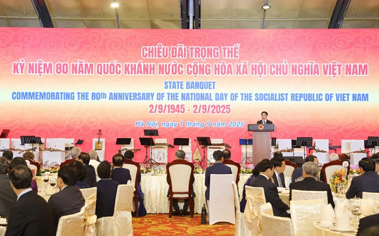 Chủ tịch nước Lương Cường khẳng định Việt Nam sẽ tiếp tục đồng hành, chung tay đóng góp cùng bạn bè quốc tế kiến tạo một thế giới hòa bình, thịnh vượng và phát triển bền vững. (Ảnh: Thành Long)