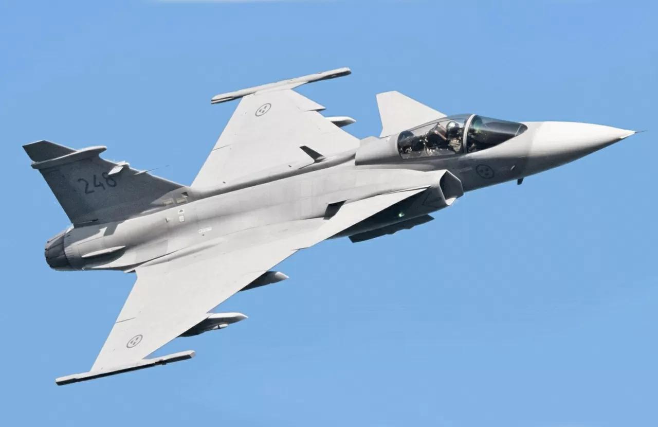 máy bay tiêm kích JAS-39 Gripen. (Nguồn: Wikipedia) máy bay tiêm kích JAS-39 Gripen. (Nguồn: Wikipedia)