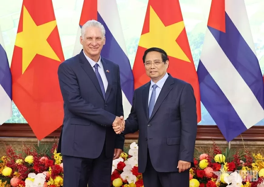 Thủ tướng Phạm Minh Chính hội kiến Bí thư Thứ nhất, Chủ tịch nước Cộng hòa Cuba Miguel Díaz-Canel Bermúdez