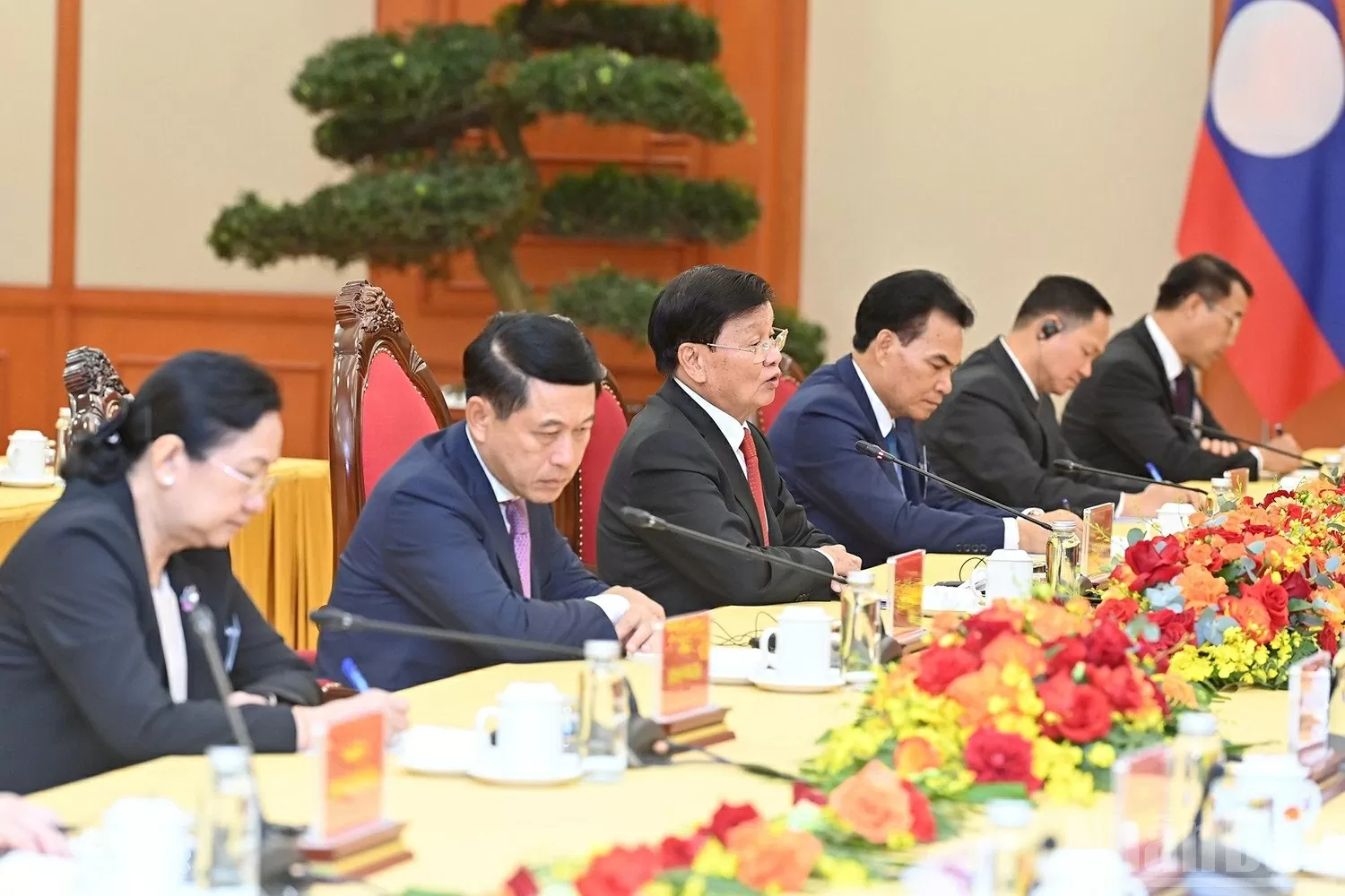 Tổng Bí thư, Chủ tịch nước Lào Thongloun Sisoulith phát biểu.