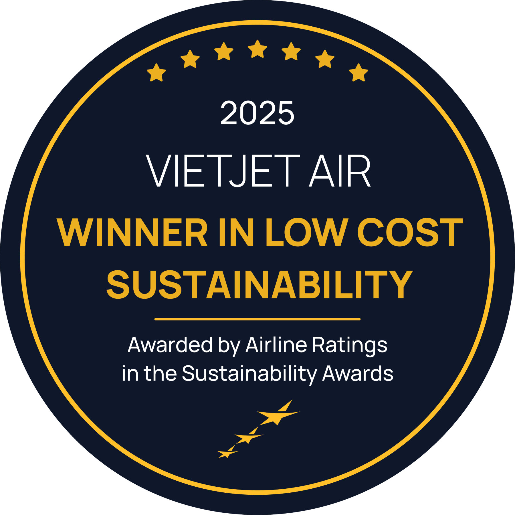 AirlineRatings vinh danh Vietjet trong Top hãng hàng không bền vững toàn cầu năm 2025 AirlineRatings vinh danh Vietjet trong Top hãng hàng không bền vững toàn cầu năm 2025