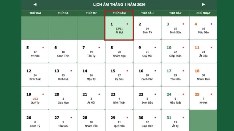 Lịch nghỉ Tết Dương lịch 2026 của người lao động