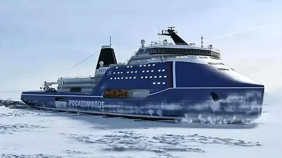 Với khả năng này, tàu phá băng hạt nhân Rossiya có thể di chuyển quanh năm ở khu vực phía Đông của tuyến đường biển phía Bắc và sẽ thúc đẩy sự phát triển khu vực Bắc Cực của Nga. (Nguồn: EurAsian Times)