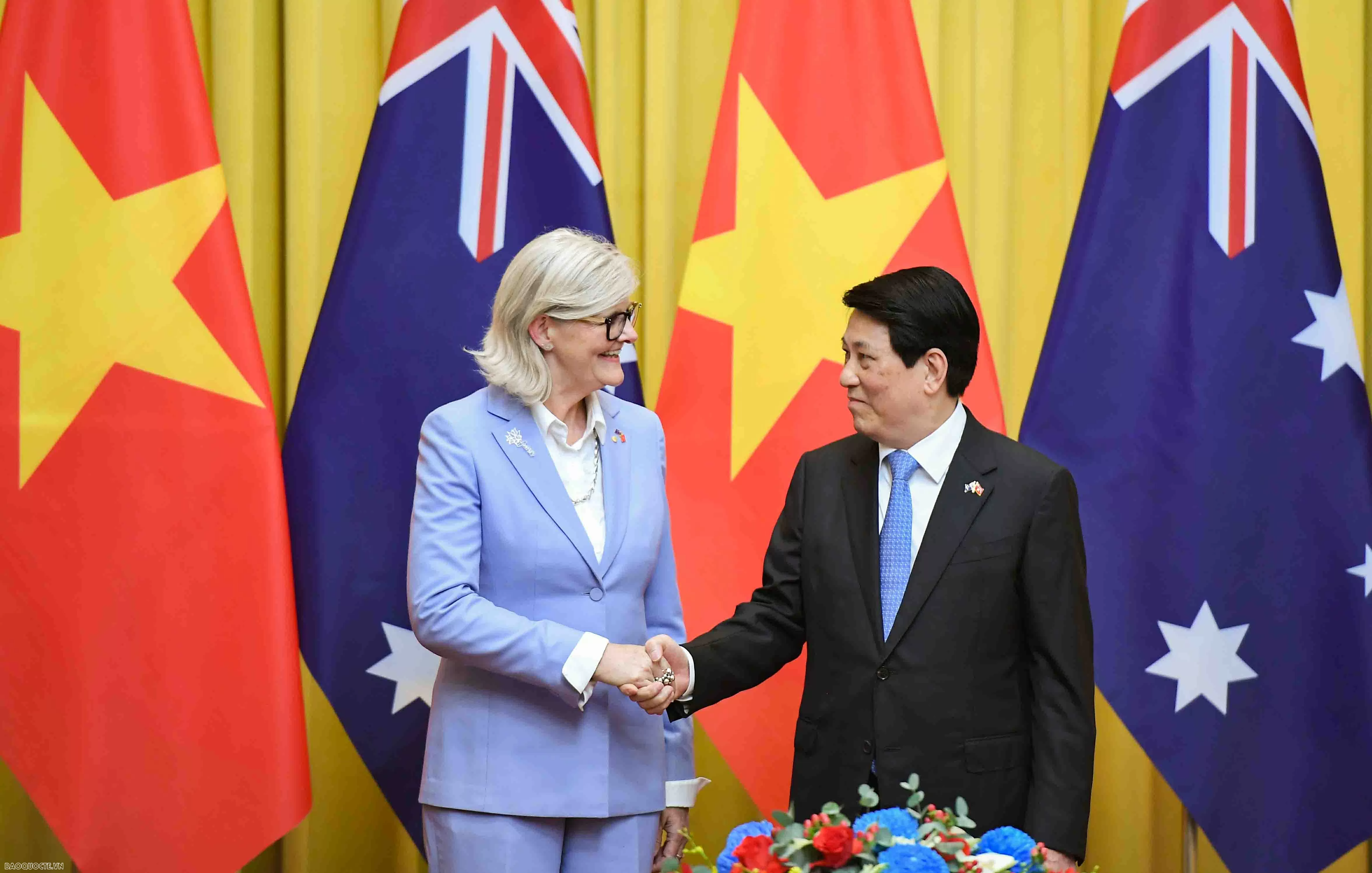 Chủ tịch nước Lương Cường và Phu nhân chủ trì lễ đón chính thức Toàn quyền Australia và Phu quân