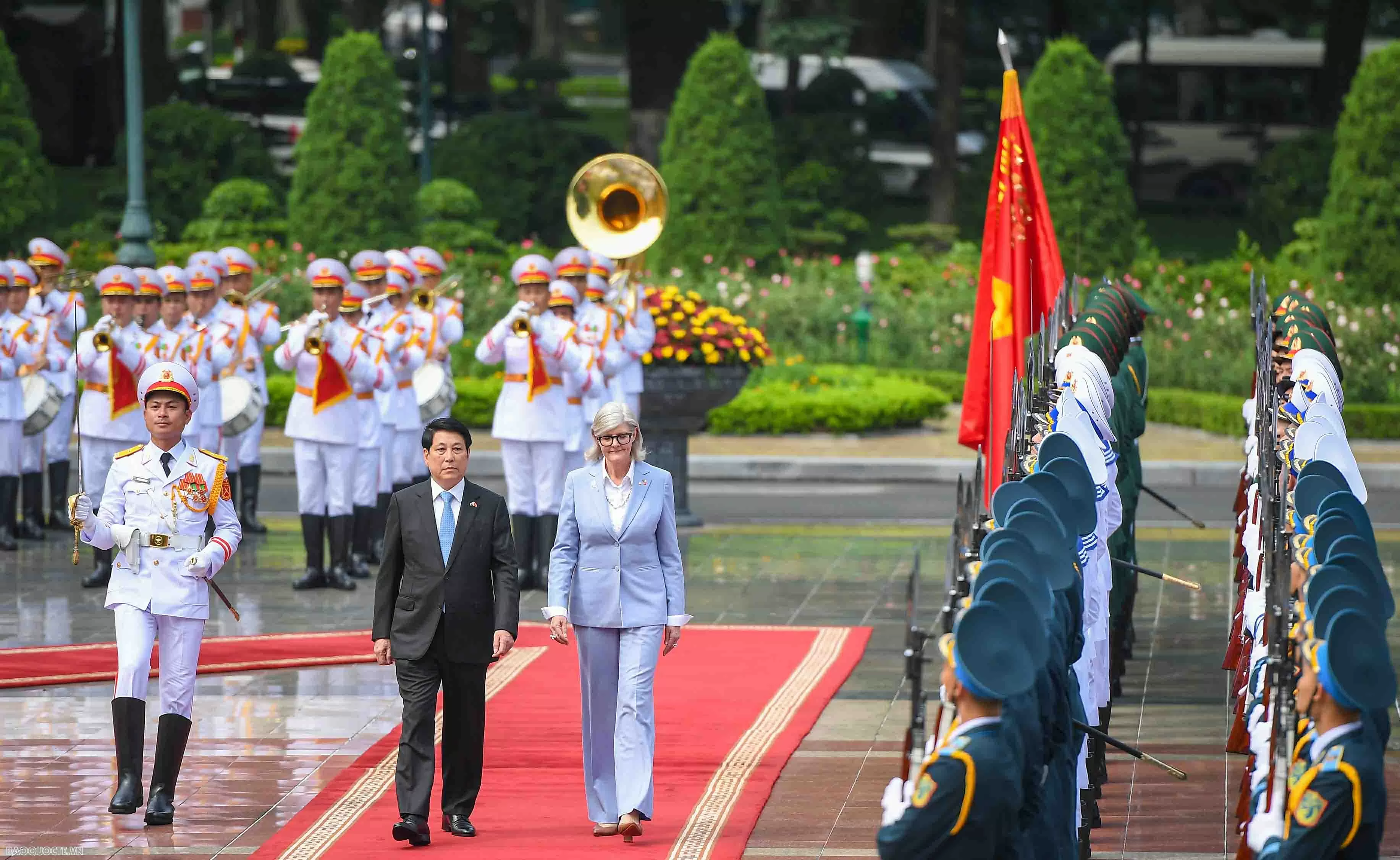 Chủ tịch nước Lương Cường và Phu nhân chủ trì lễ đón chính thức Toàn quyền Australia và Phu quân