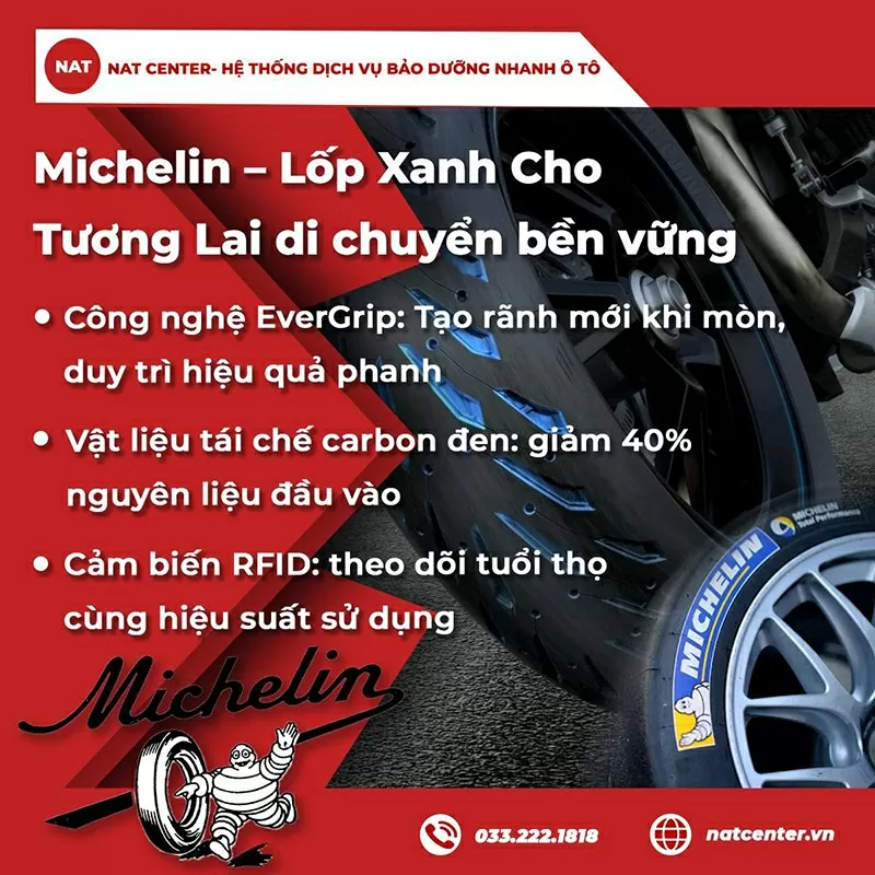 Lốp ô tô Michelin cho xe điện & hybrid – tiết kiệm nhiên liệu, giảm phát thải, tăng tuổi thọ. Lốp ô tô Michelin cho xe điện & hybrid – tiết kiệm nhiên liệu, giảm phát thải, tăng tuổi thọ.