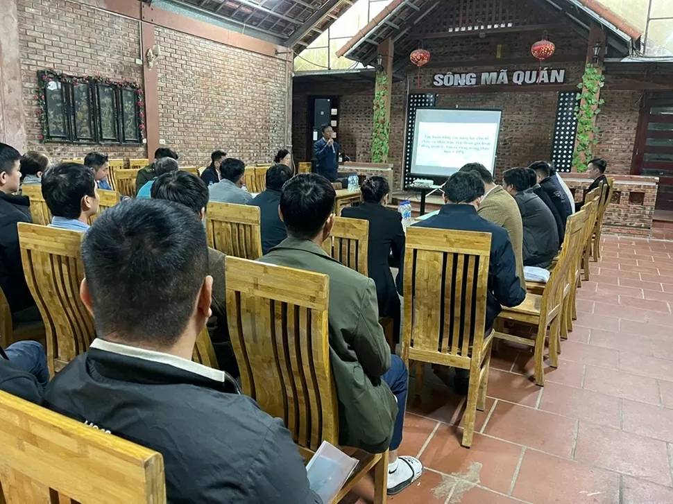 Chú thích ảnh 1: Ban Quản lý Quỹ Bảo vệ, phát triển rừng, môi trường và Phòng, chống thiên tai Thanh Hóa tổ chức các lớp tập huấn triển khai thực hiện Thỏa thuận Chi trả giảm phát thải (ERPA) trên địa bàn tỉnh Thanh Hóa năm 2025 (đợt 1). (Ảnh: Ban Quản lý)