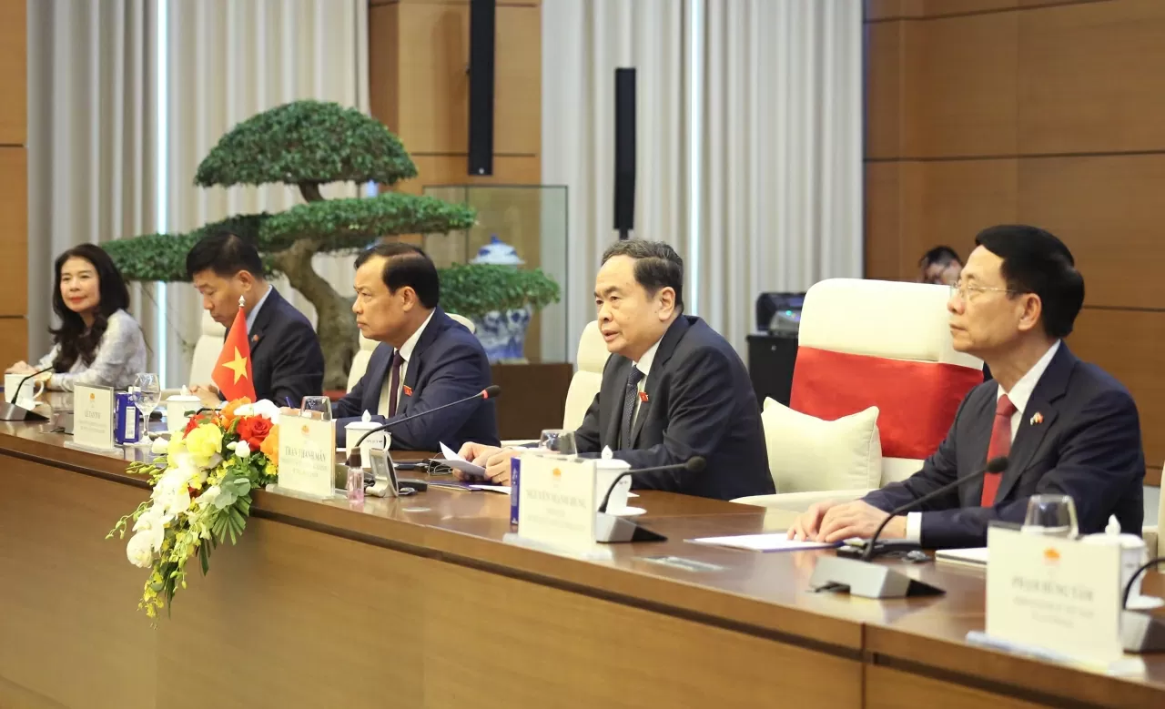 Chủ tịch Quốc hội Trần Thanh Mẫn phát biểu tại Hội kiến. (Ảnh: Thành Long)