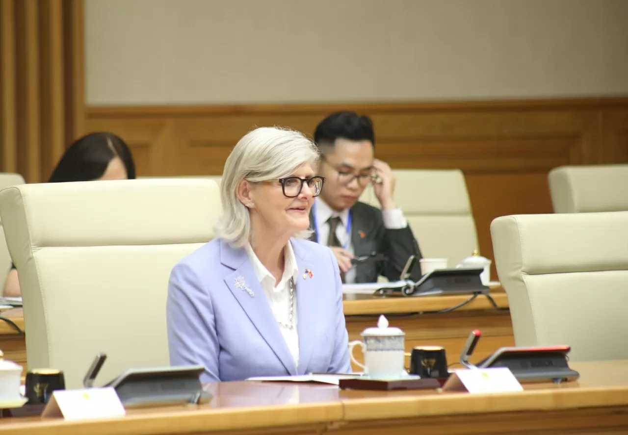 Toàn quyền Australia Sam Mostyn phát biểu tại Hội kiến. (Ảnh: Thành Long) Toàn quyền Australia Sam Mostyn phát biểu tại Hội kiến. (Ảnh: Thành Long)