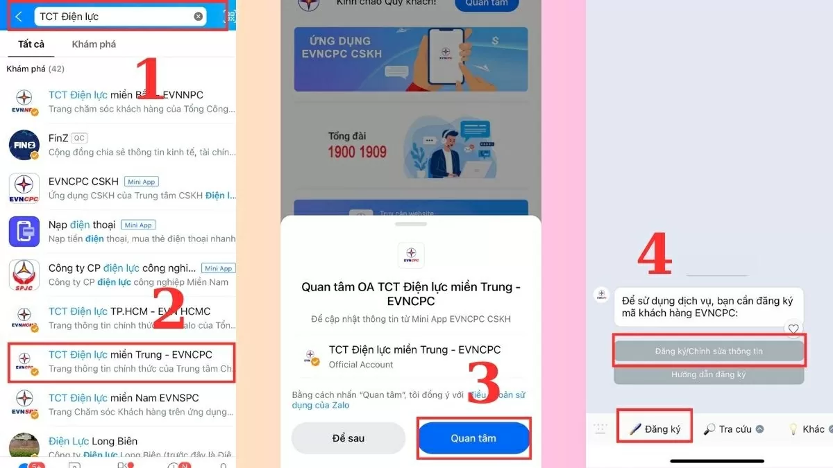 Đăng ký thông tin tại TCT Điện lực