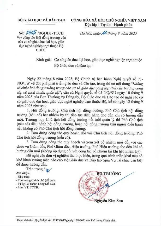 Bộ GD&ĐT đề nghị dừng quy hoạch, bổ nhiệm Chủ tịch hội đồng trường các trường ĐH