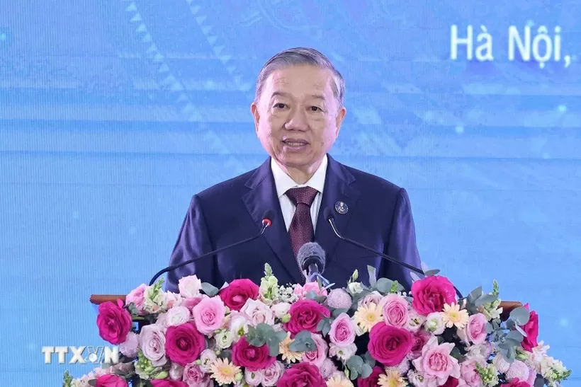 Tổng Bí thư Tô Lâm phát biểu tại lễ kỷ niệm. (Ảnh: Lâm Khánh/TTXVN) Tổng Bí thư Tô Lâm phát biểu tại lễ kỷ niệm. (Ảnh: Lâm Khánh/TTXVN)