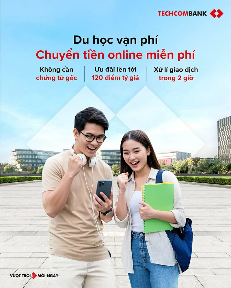 Chuyển tiền du học miễn phí với Techcombank. Chuyển tiền du học miễn phí với Techcombank.