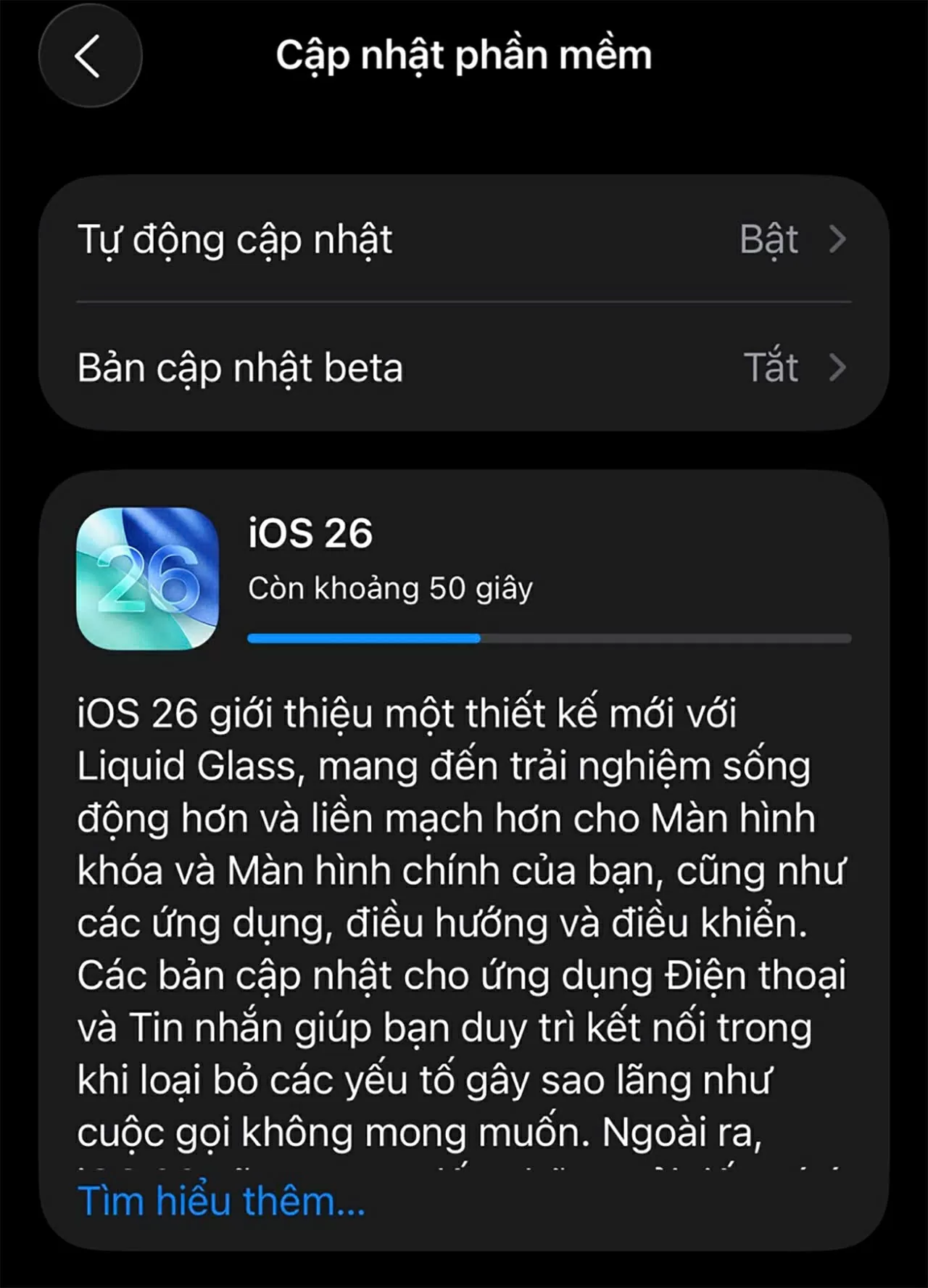 Quá trình tải xuống và cài đặt có thể mất từ vài phút đến lâu hơn