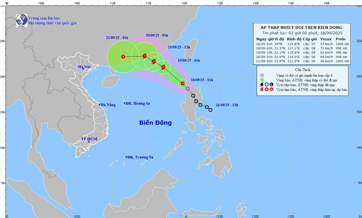 Áp thấp nhiệt đới đi vào Biển Đông