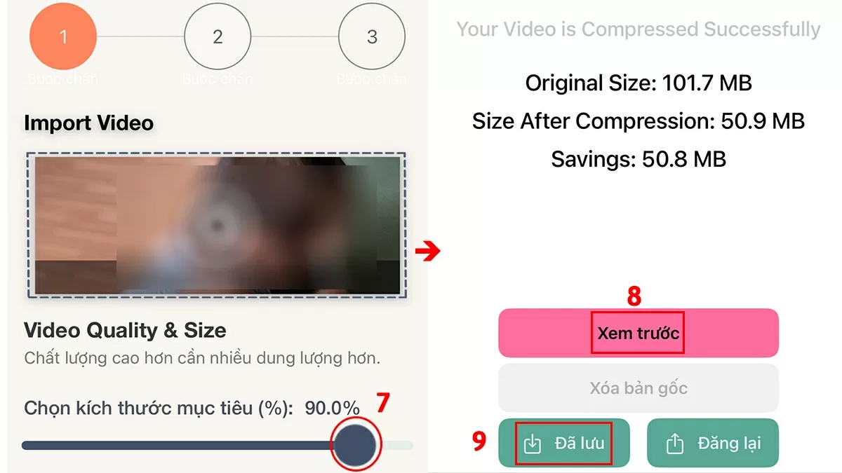 Chọn dung lượng nén. 