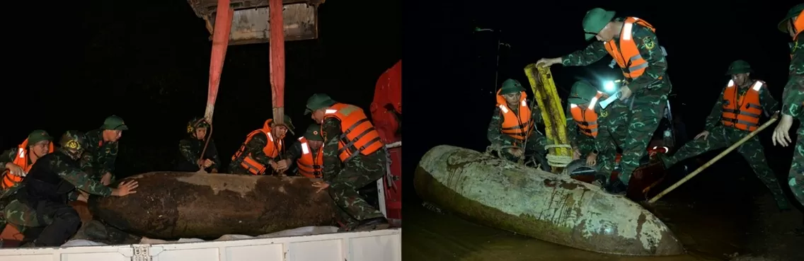Hà Nội: Trục vớt, di dời hai quả bom nguy hiểm tại bãi giữa sông Hồng, cách cầu Long Biên khoảng 30m