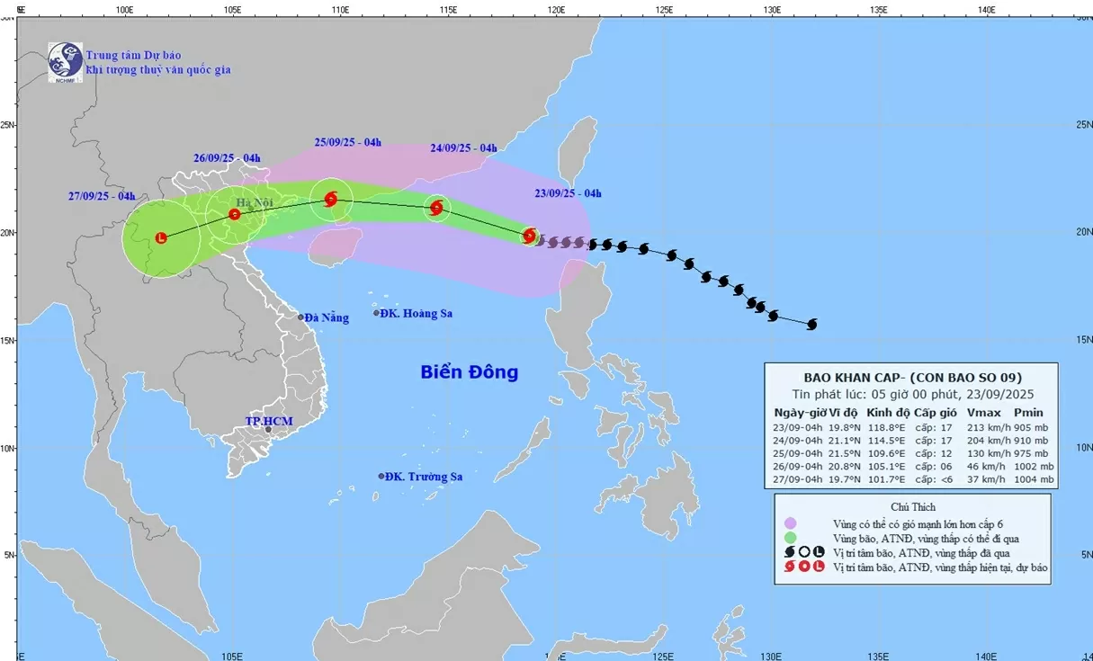 Siêu bão Ragasa đi vào Biển Đông trở thành cơn bão số 9; từ đêm 24/9 Bắc Bộ, Thanh Hoá và Nghệ An mưa to đến rất to, cục bộ có nơi trên 400mm Siêu bão Ragasa đi vào Biển Đông trở thành cơn bão số 9; từ đêm 24/9 Bắc Bộ, Thanh Hoá và Nghệ An mưa to đến rất to, cục bộ có nơi trên 400mm