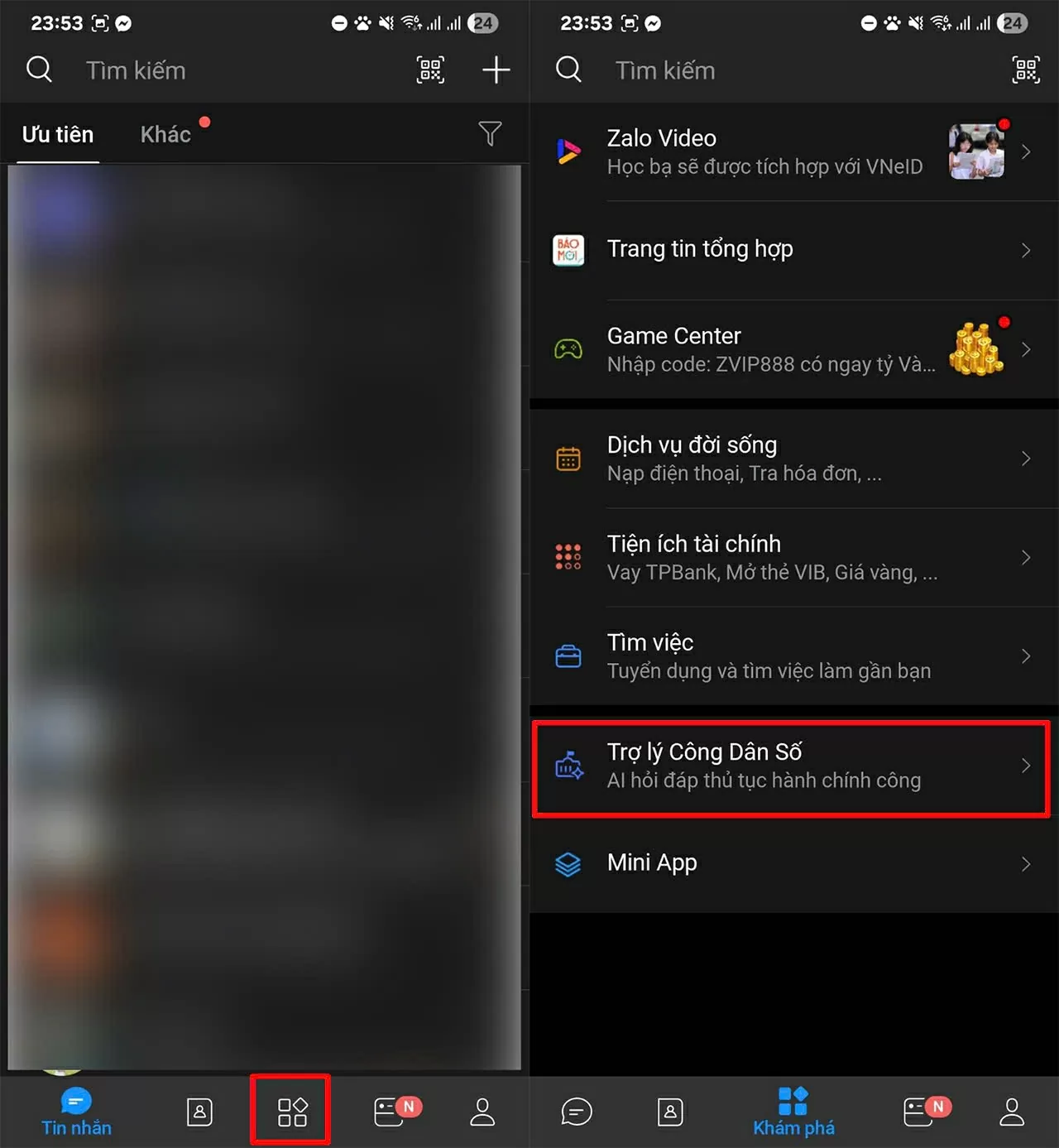 Mở ứng dụng Zalo trên điện thoại