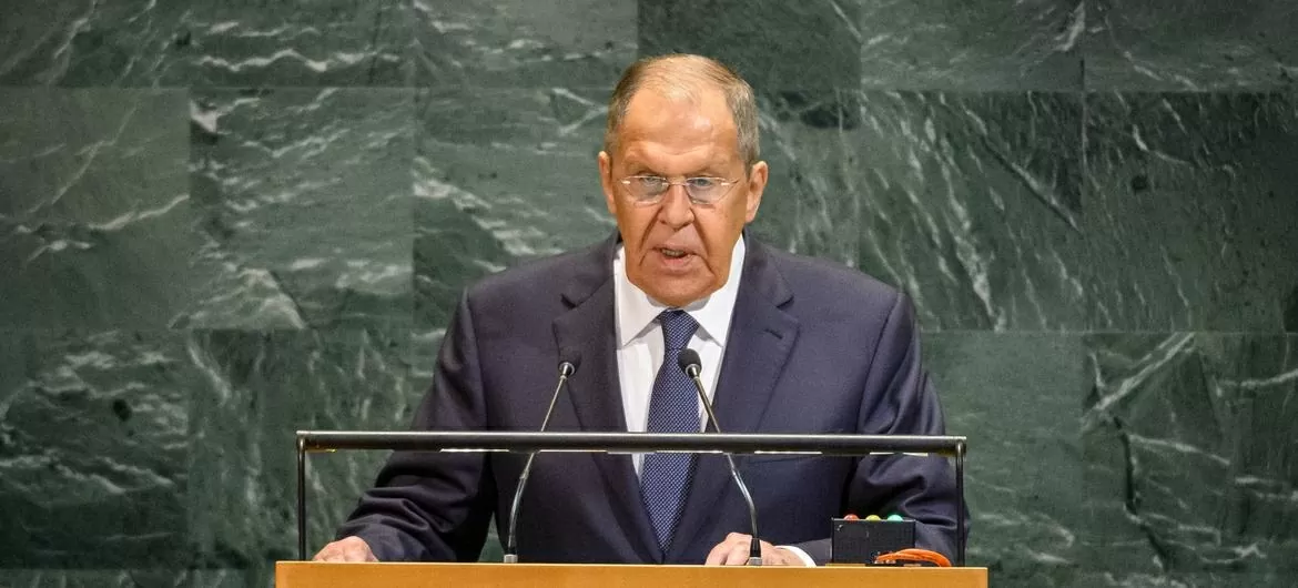 Bộ trưởng Ngoại giao Nga Sergey Lavrov, phát biểu tại phiên thảo luận chung của khóa họp thứ tám mươi của Đại hội đồng. (Nguồn: UN)
