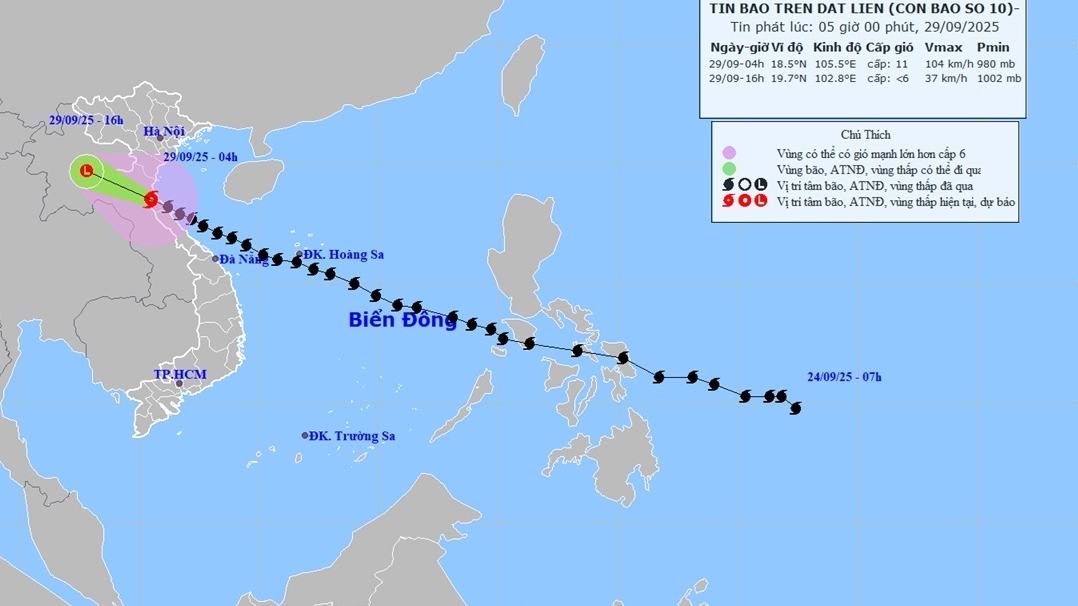 bao so 10 di vao dat lien ven bien tinh ha tinh tu quang ninh den thanh hoa gio cap 6 7 dong bang bac bo mua lon cuc bo tren 400mm