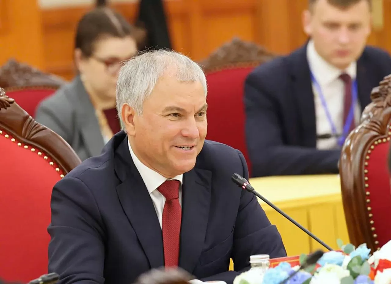 Chủ tịch Duma Quốc gia Quốc hội Nga Vyacheslav Volodin bày tỏ vui mừng được gặp lại Tổng Bí thư Tô Lâm kể từ chuyến thăm chính thức Nga vào tháng 5 vừa qua. (Ảnh: Hải Nguyễn)