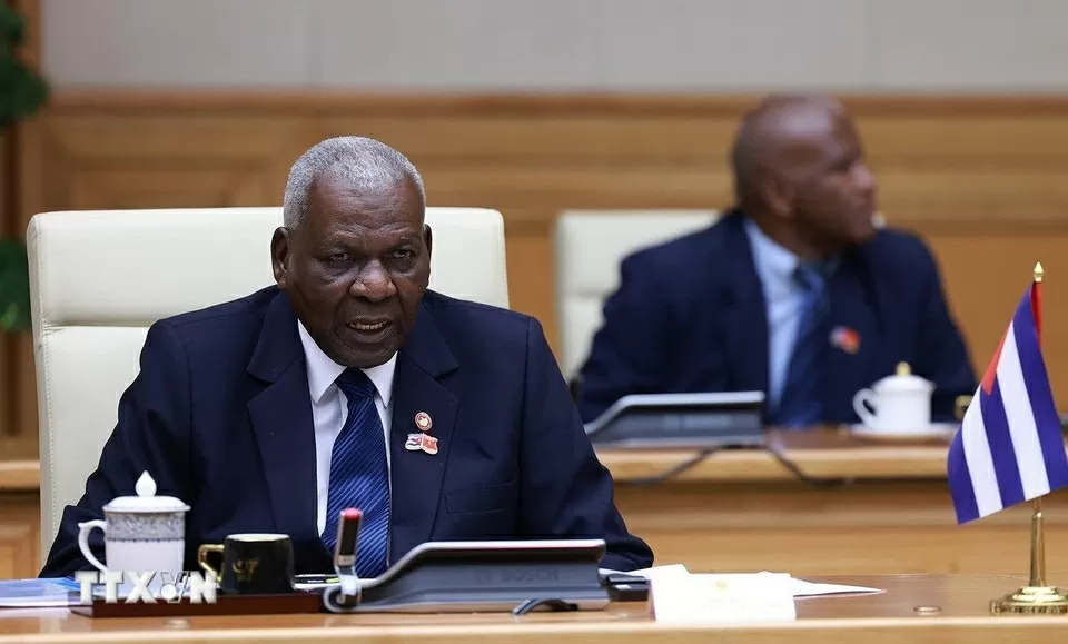 Chủ tịch Quốc hội Cuba Esteban Lazo Hernandez phát biểu tại buổi gặp mặt. (Nguồn: TTXVN) Chủ tịch Quốc hội Cuba Esteban Lazo Hernandez phát biểu tại buổi gặp mặt. (Nguồn: TTXVN)