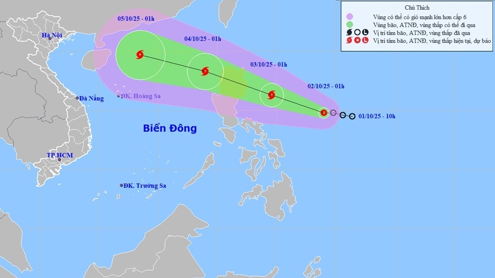 Áp thấp nhiệt đới sẽ thành bão, mạnh thêm khi đi vào Biển Đông, cường độ gió giật cấp 12, sóng cao 4-6m
