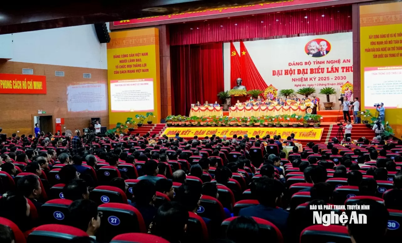 Khai mạc trọng thể Đại hội đại biểu Đảng bộ tỉnh Nghệ An lần thứ XX, nhiệm kỳ 2025-2030