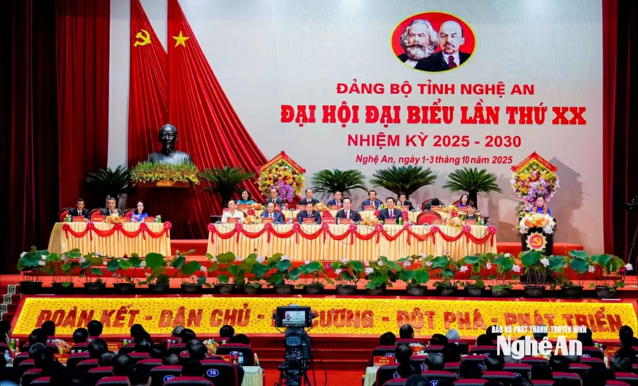 Khai mạc trọng thể Đại hội đại biểu Đảng bộ tỉnh Nghệ An lần thứ XX, nhiệm kỳ 2025-2030