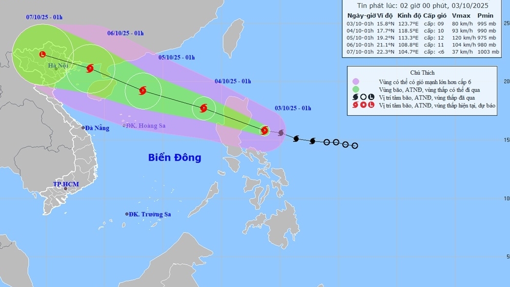 du bao anh huong cua bao matmo tu trua chieu nay 310 vung bien phia dong khu vuc bac bien dong gio tang cap 8 9 vung gan tam bao giat cap 13