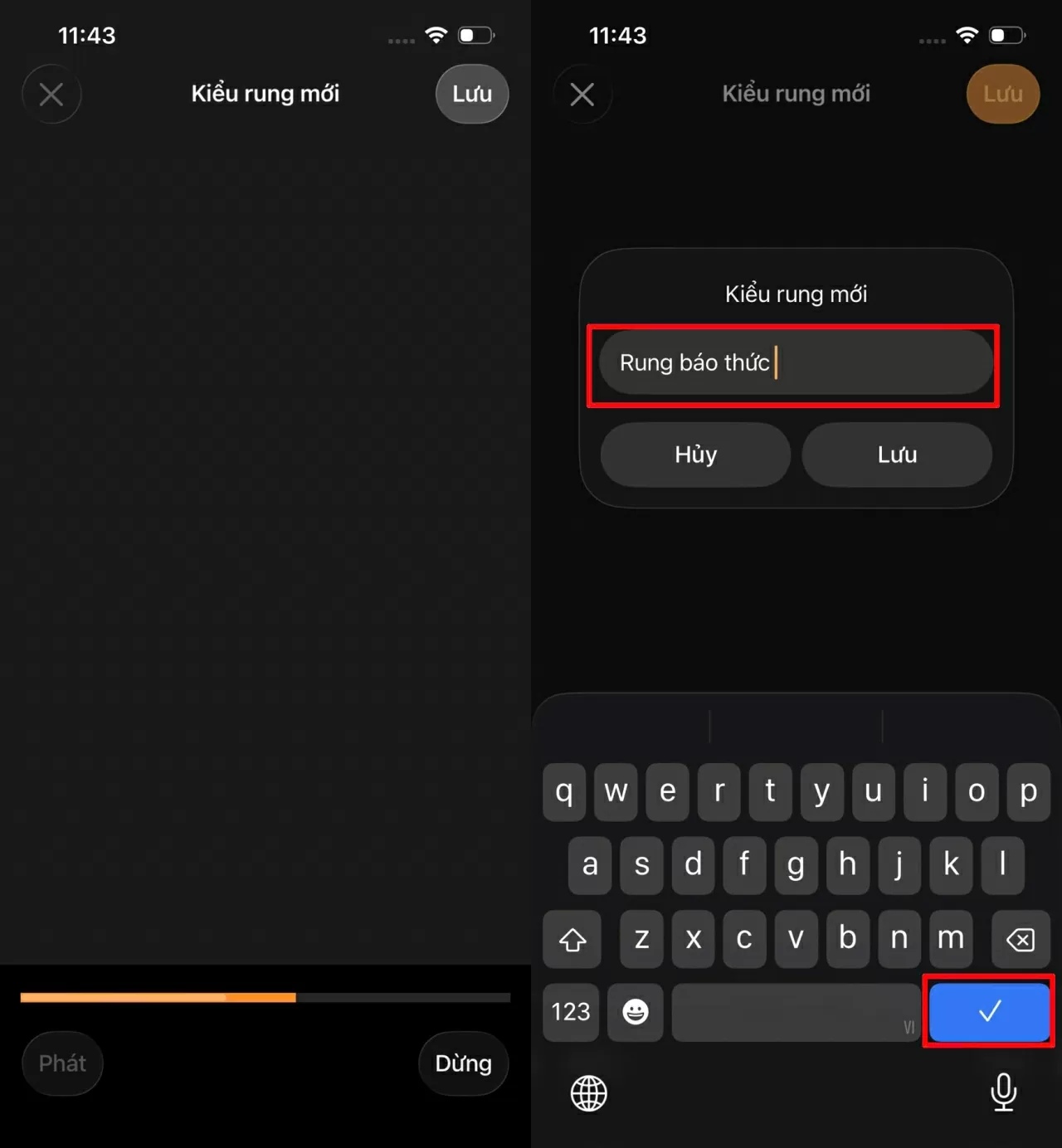 Quay lại phần cài đặt báo thức, nhấn vào mục Cảm ứng. Quay lại phần cài đặt báo thức, nhấn vào mục Cảm ứng.