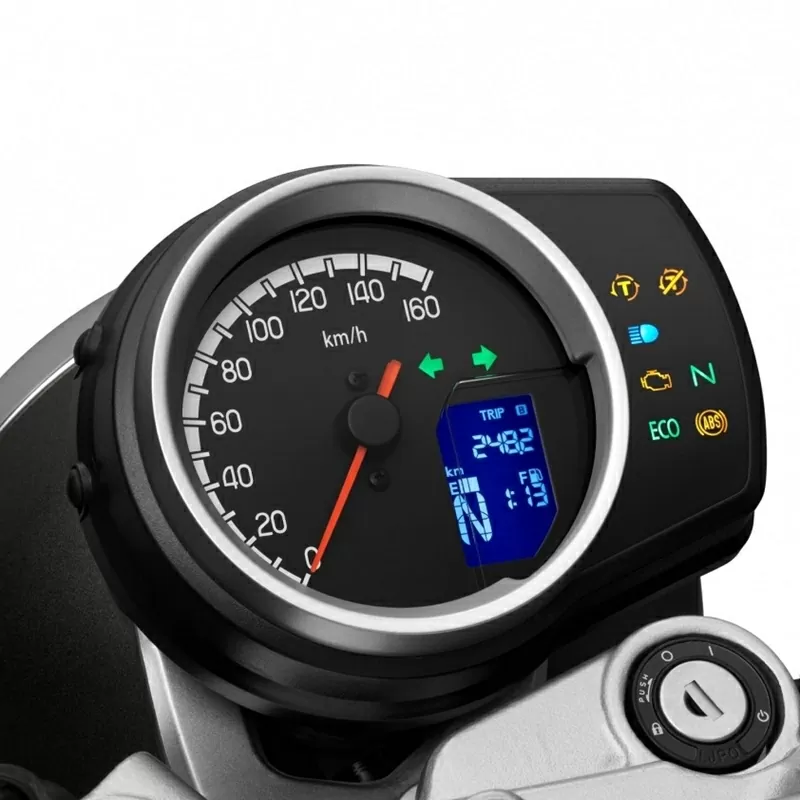 Honda CB350 H’ness 2025 còn ghi điểm với cụm đồng hồ mang đậm tính biểu tượng.