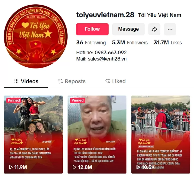 Kênh Tiktok 'Tôi Yêu Việt Nam': Từ những thước phim đời thường đến hành trình kết nối triệu trái tim Kênh Tiktok 'Tôi Yêu Việt Nam': Từ những thước phim đời thường đến hành trình kết nối triệu trái tim