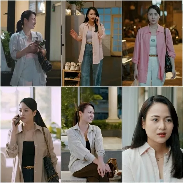 Diễn viên Việt Hoa thời trang sơ mi dáng rộng, quần jean năng động trong phim 'Gió ngang khoảng trời xanh'