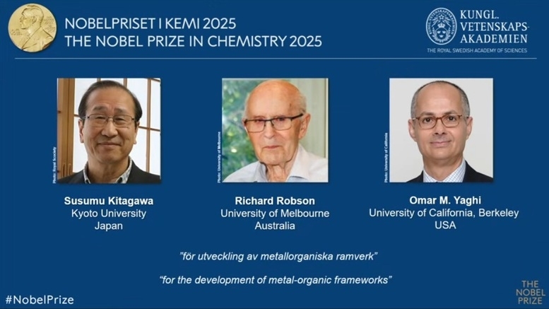 Giải Nobel Hóa học 2025 vinh danh công trình về khung kim loại hữu cơ