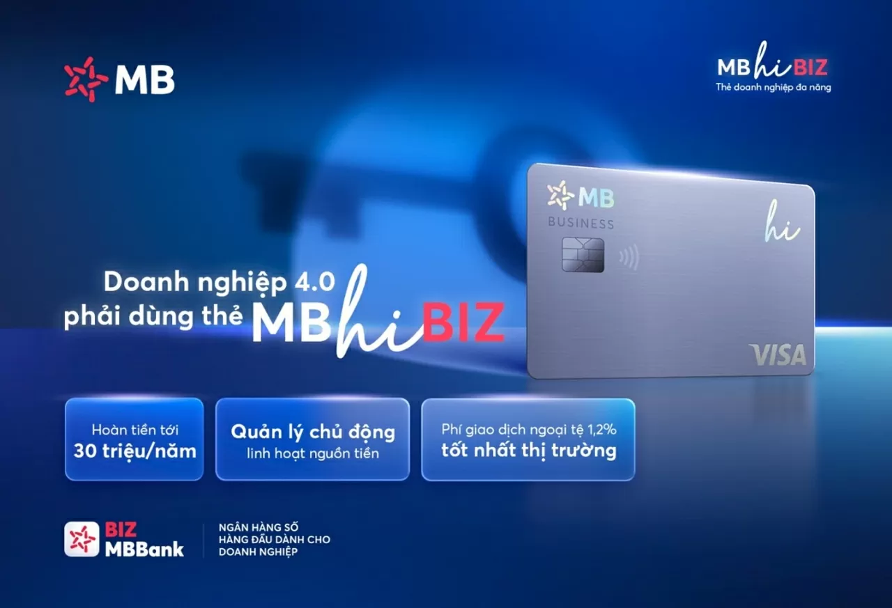 Thẻ MB Hi BIZ cho phép chủ thẻ doanh nghiệp linh hoạt nguồn tiền giữa tài khoản doanh nghiệp và hạn mức tín dụng. Thẻ MB Hi BIZ cho phép chủ thẻ doanh nghiệp linh hoạt nguồn tiền giữa tài khoản doanh nghiệp và hạn mức tín dụng.