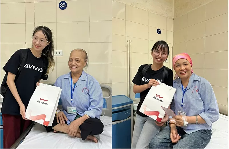 Những món quà ý nghĩa được Aviwin gửi tặng các bệnh nhân nữ đang điều trị ung thư tại Bệnh viện K Tân Triều.