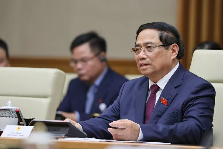 Thủ tướng Chính phủ Phạm Minh Chính phát biểu tại buổi gặp mặt. (Ảnh: Nhật Bắc)