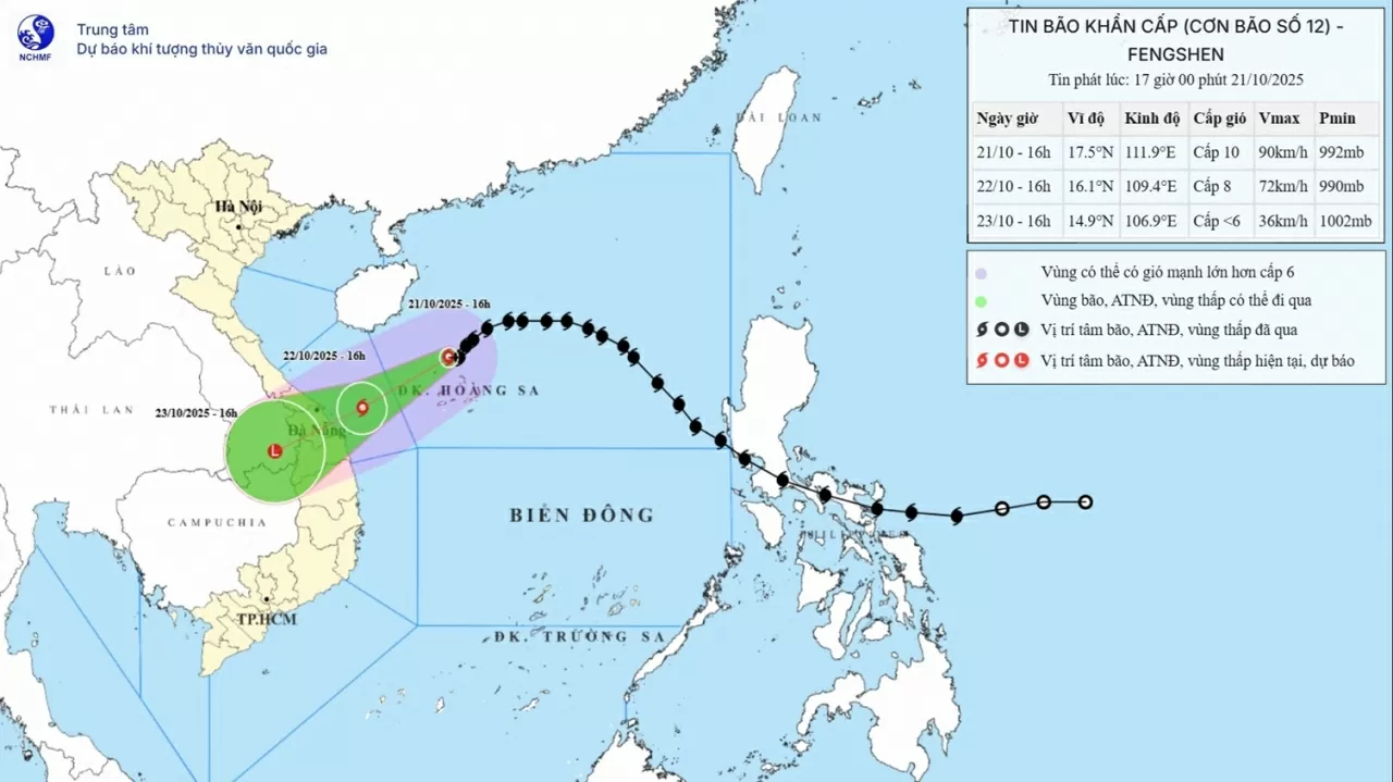 Dự báo thời tiết ngày mai (22/10): Hà Nội gió Đông Bắc cấp 3, Bắc Bộ ngày nắng; bão số 12 di chuyển trên vùng biển phía Bắc đặc khu Hoàng Sa
