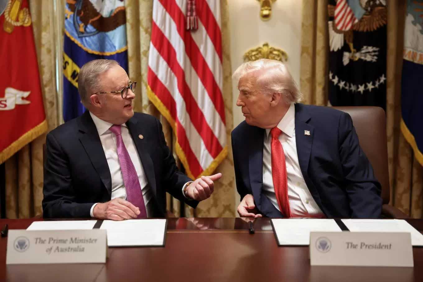 Thủ tướng Australia Anthony Albanese và Tổng thống Mỹ Donald Trump tại Washington ngày 20/10. (Nguồn: Getty Images)