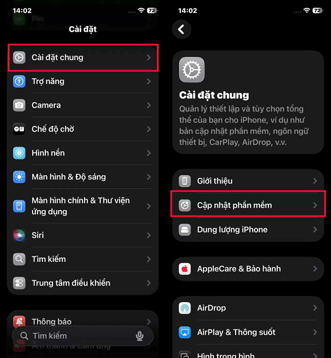 Mở Cài đặt → Cài đặt chung. Mở Cài đặt → Cài đặt chung.