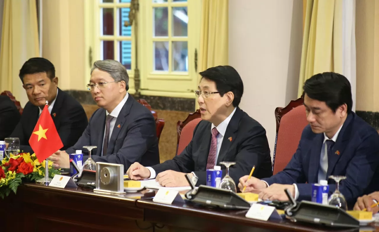 Chủ tịch nước Lương Cường phát biểu tại Hội đàm. (Ảnh: Thành Long) Chủ tịch nước Lương Cường phát biểu tại Hội đàm. (Ảnh: Thành Long)