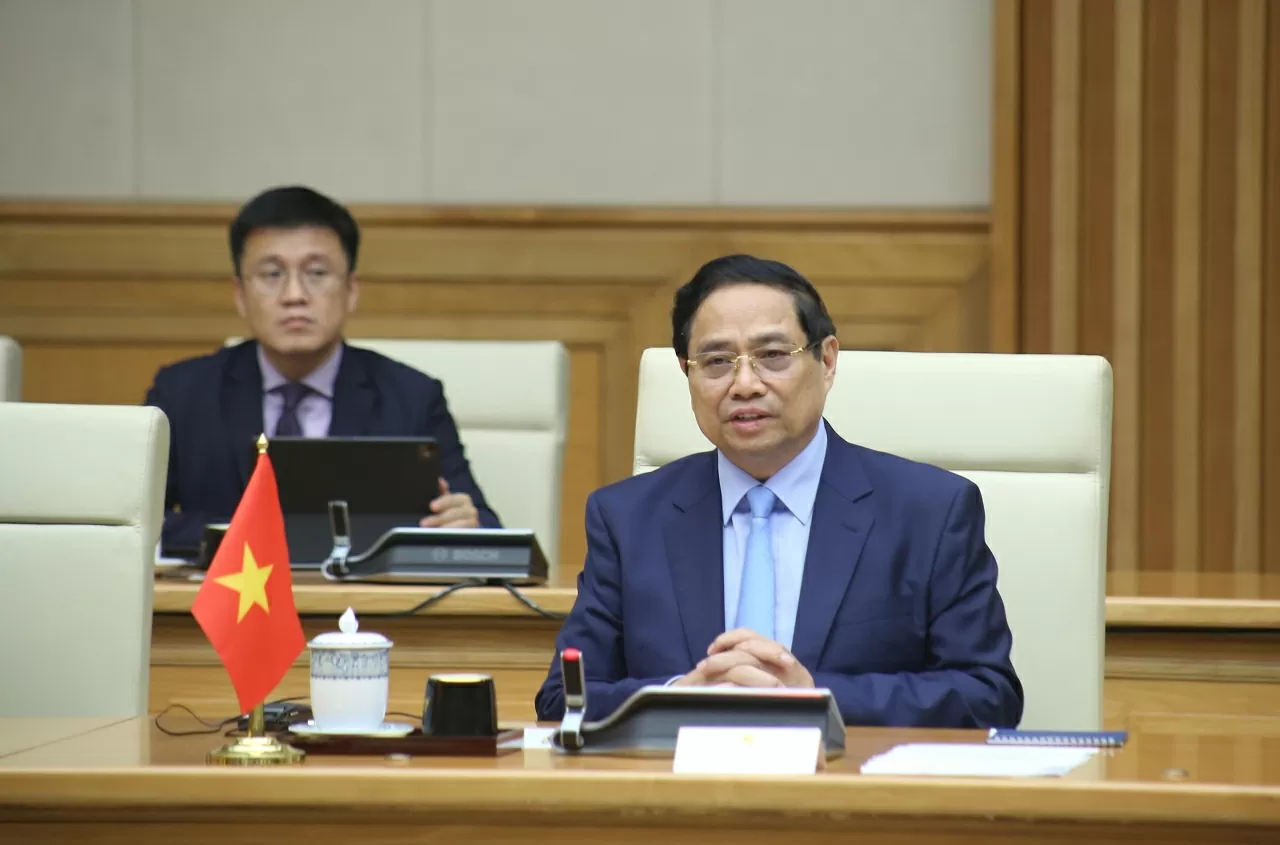 Thủ tướng Phạm Minh Chính phát biểu tại Hội đàm. (Ảnh: Thành Long)